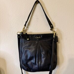 Vintage Coach Ashley Black Leather Hippie Crossbody Bag